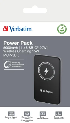 Charge ´n´ Go Magnetic Wireless Powerbank 5000, Black