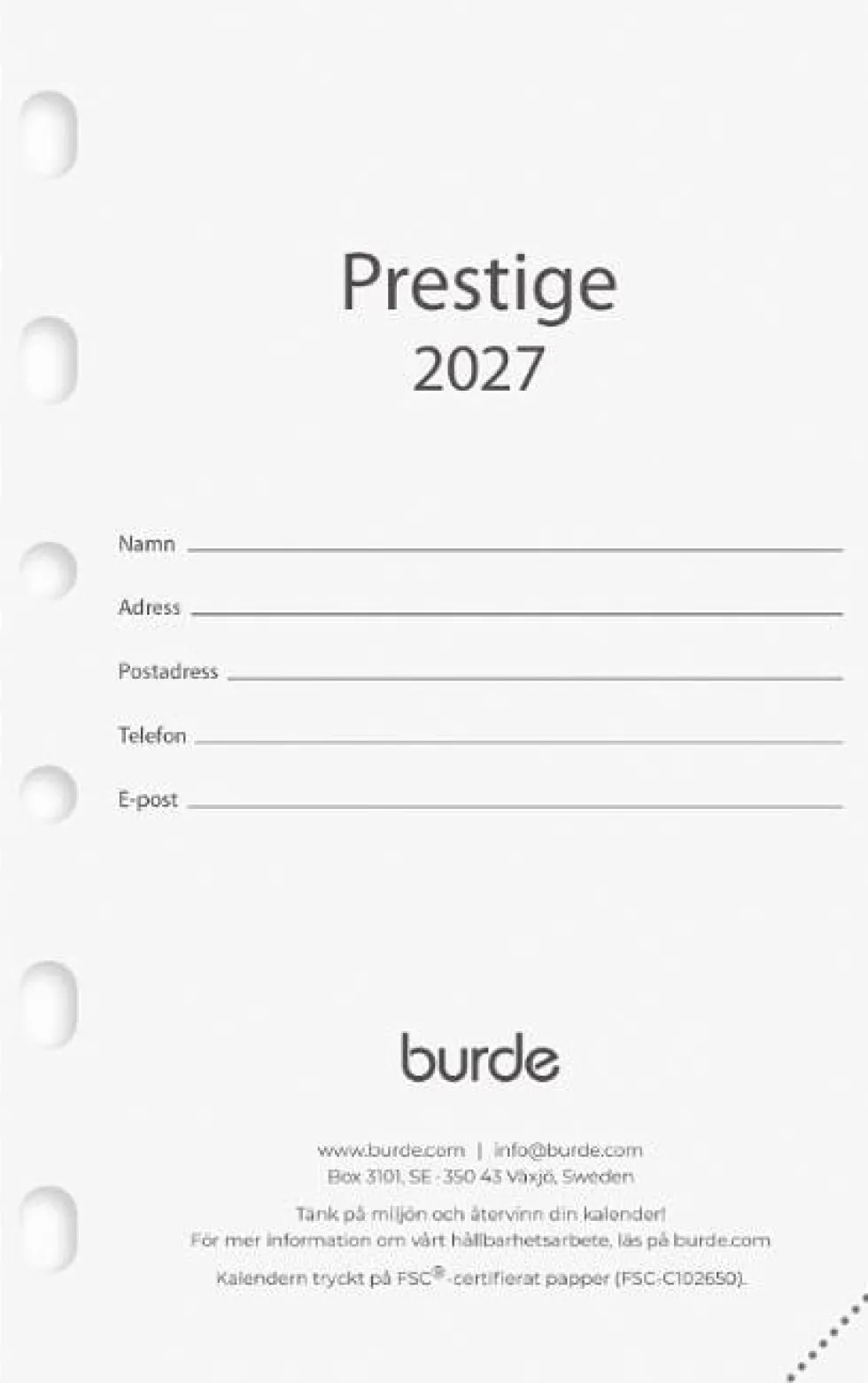 Compact Prestige kalendersats 2027