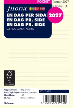 Dagbok Pocket 2027 Dag Per Sida Svensk/Dansk/Norsk