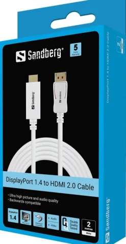 DisplayPort 1.4 HDMI 4K/60Hz, White (2m)
