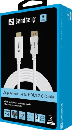 DisplayPort 1.4 HDMI 4K/60Hz, White (2m)