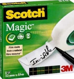 Dokumenttejp Scotch Magic 810, osynlig, 12mm x 33m