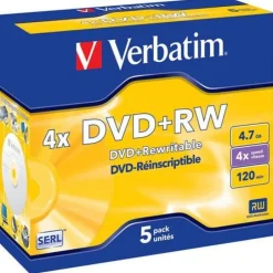 DVD+RW Verbatim Jewelcase, 4,7Gb, 5/fp