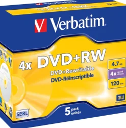 DVD+RW Verbatim Jewelcase, 4,7Gb, 5/fp