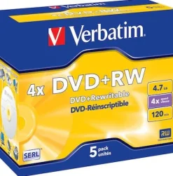 DVD+RW Verbatim Jewelcase, 4,7Gb, 5/fp
