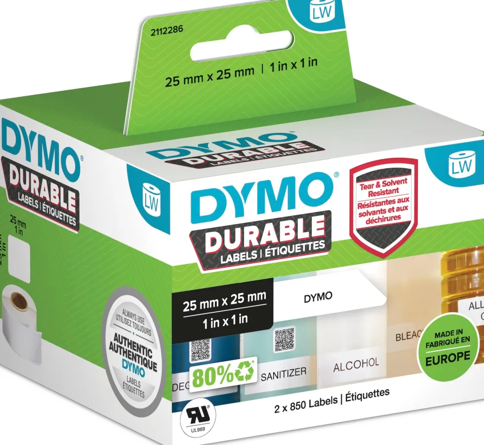 DYMO LabelWriter Durable 25 mm x 25 mm fyrkantiga multifunkt