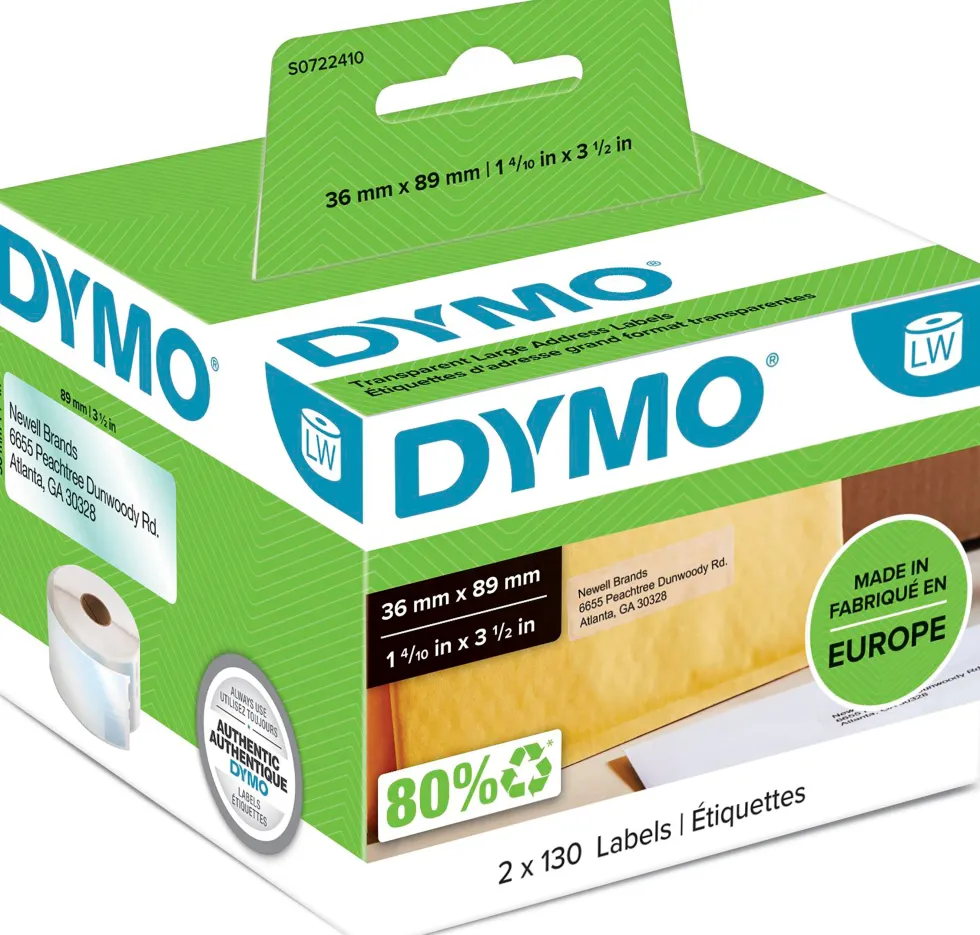 DYMO LabelWriter 36 mm x 89 mm Stora Adressetiketter Vit 12