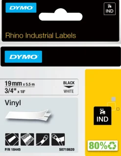 DYMO Rhino Industriell Tejp Färgad Vinyl 19mm x 5.5m svart p