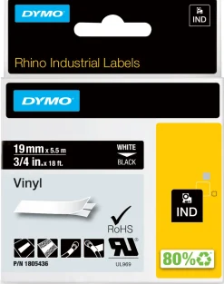 DYMO Rhino Industriell Tejp Färgad Vinyl 19mm x 5.5m vit på
