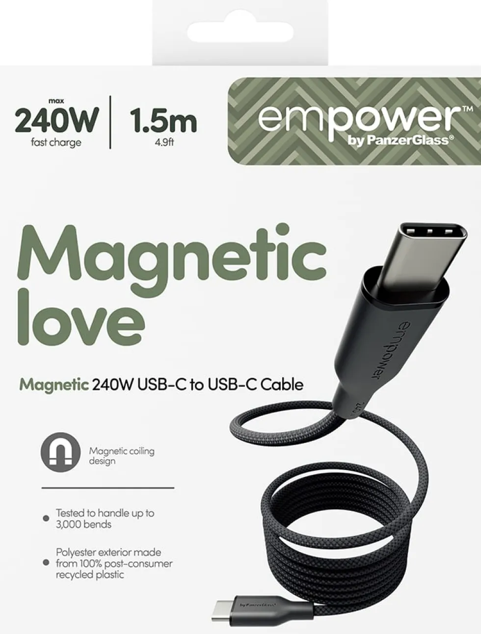 empower by PanzerGlass Magnetic - USB-kabel - USB-C (hane) till