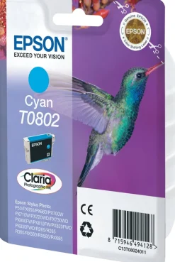 Epson T0802 - 7.4 ml - cyan - original - blister - bläckpatron