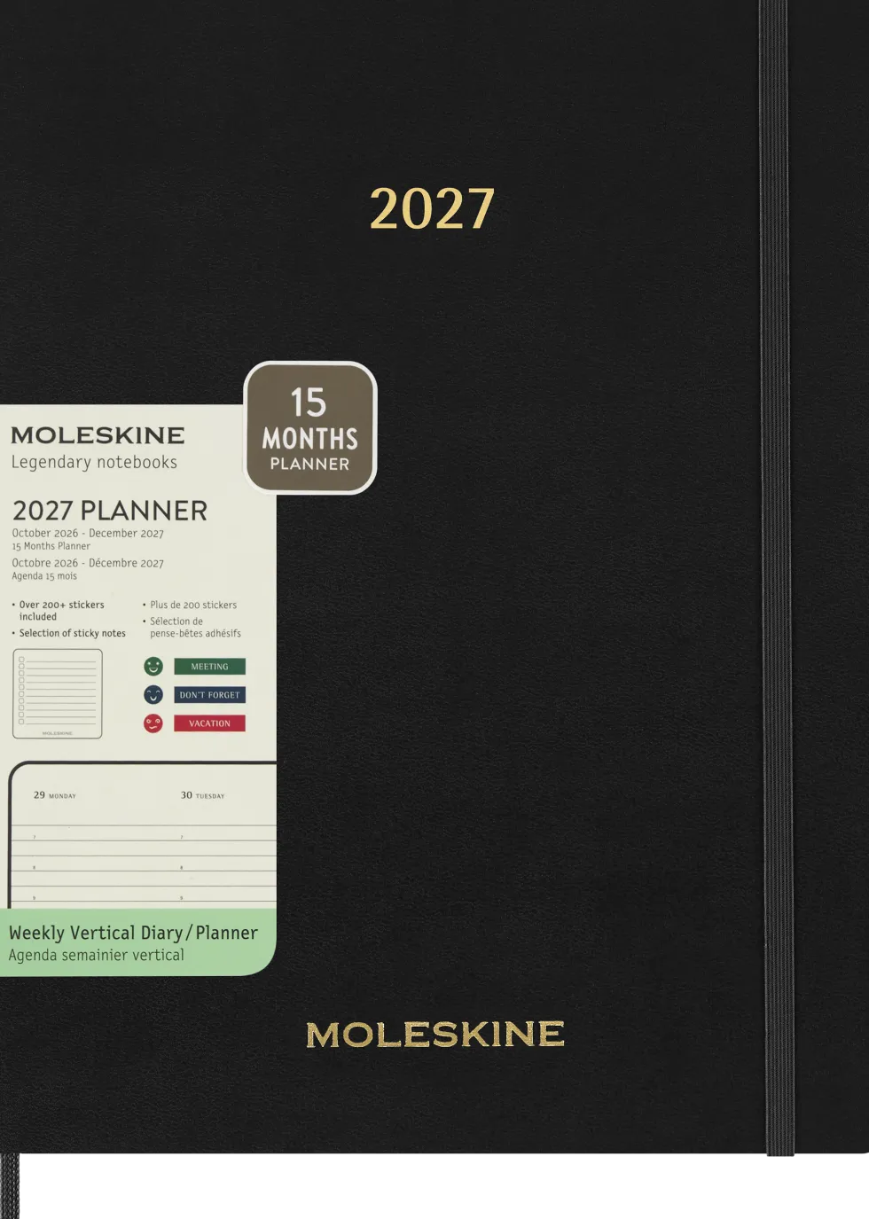 Essential Planner Weekly Vertical XXL Svart 2027