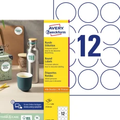Etikett AVERY avtagb rund 60mm 1200/fp