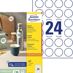 Etikett AVERY avtagb rund 40mm 2400/fp