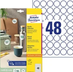 Etikett AVERY avtagb rund 30mm 440/fp