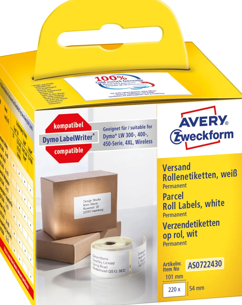 Etikett AVERY på rulle 101x54mm 220/fp