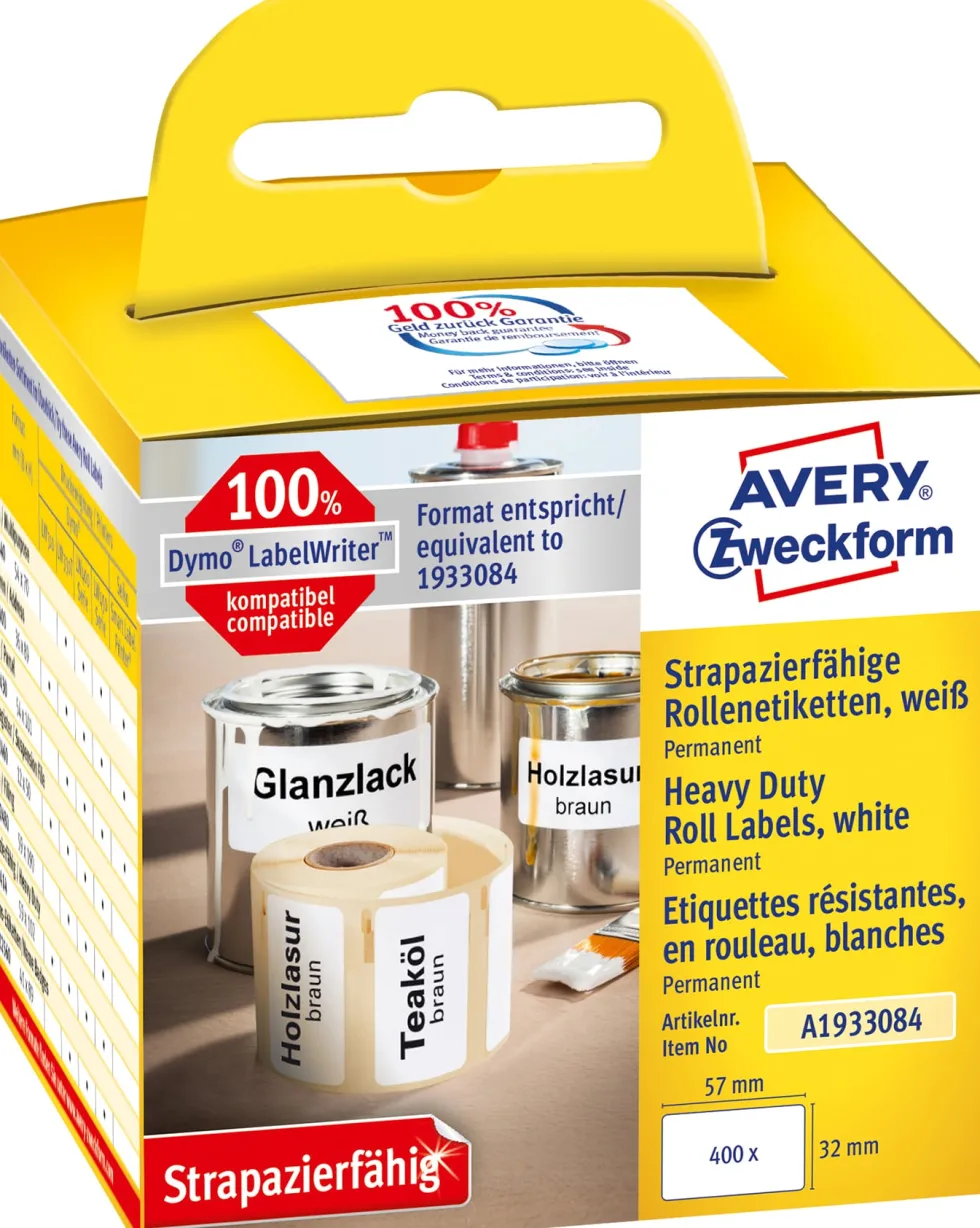 Etikett AVERY Slitst. 57x32mm 400/fp