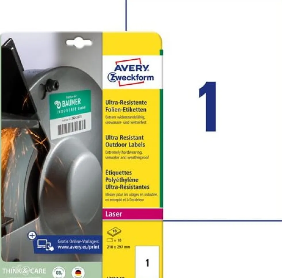 Etikett AVERY Stretch 210x297mm 10/fp