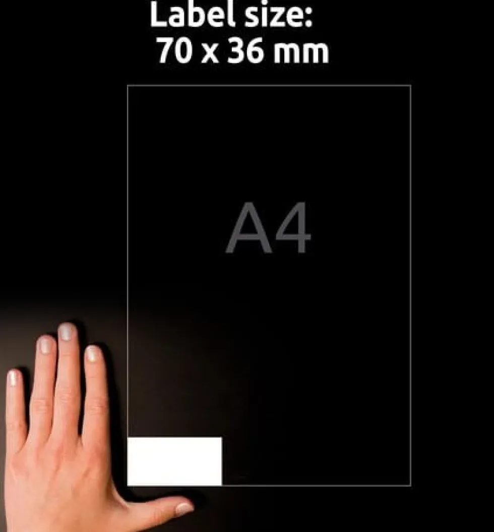 Etikett AVERY återv. 70x36mm 2400/fp