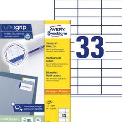 Etikett AVERY Ultragrip 70x25,4mm 3300/FP