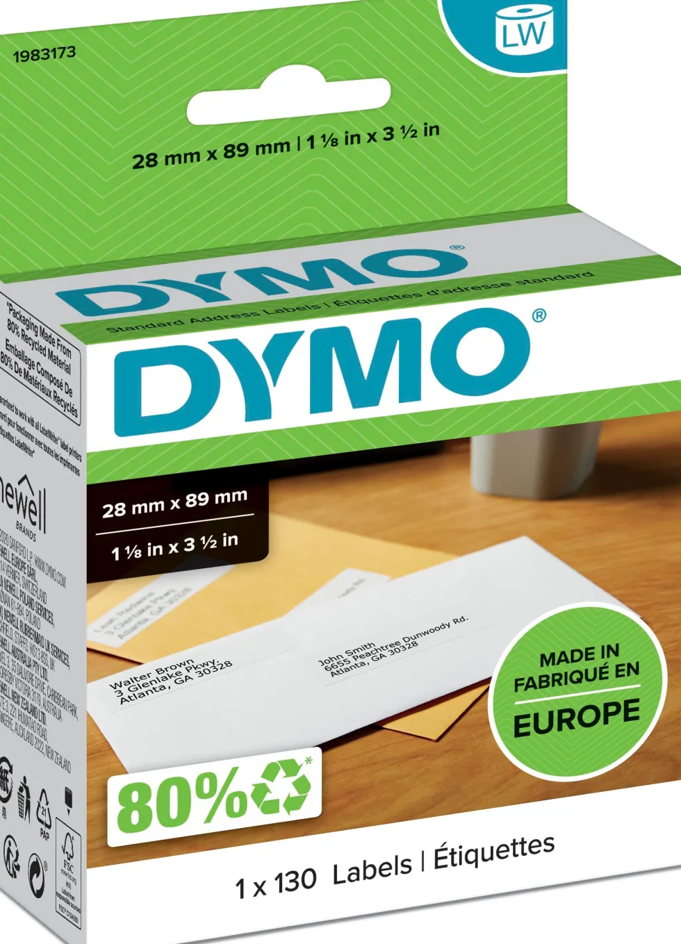 Etikett DYMO LW 450, 28x89mm, 130/FP
