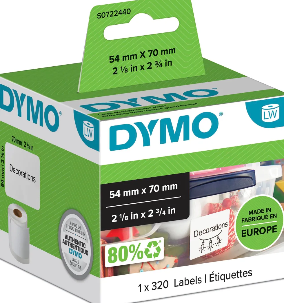 Etiketter Dymo LW Diskett, vit, 70x54mm, 320/fp