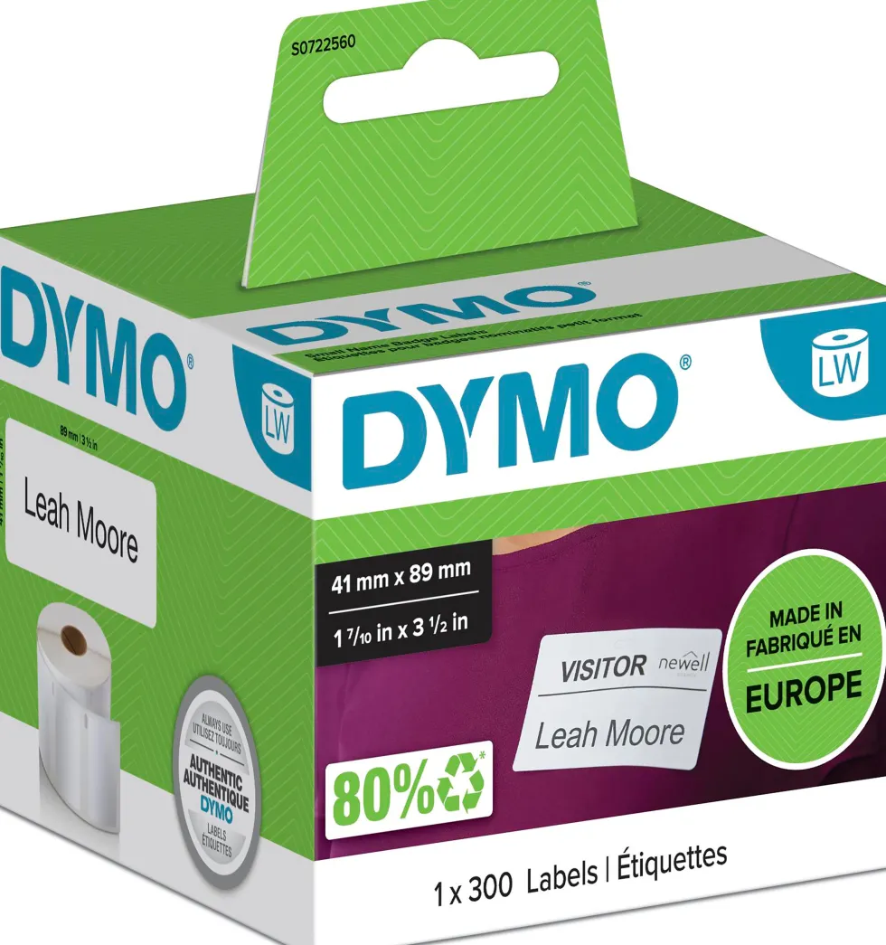 Etiketter Dymo LW Universal, vit, 89x41mm, 300/fp