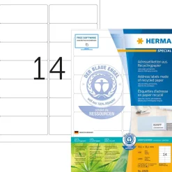 Etiketter HERMA Miljö, 99,1x38,1mm, 14 per sida, 1400/fp