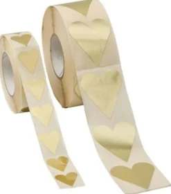 Etikett hjärta guld 40x48mm 1000/rl