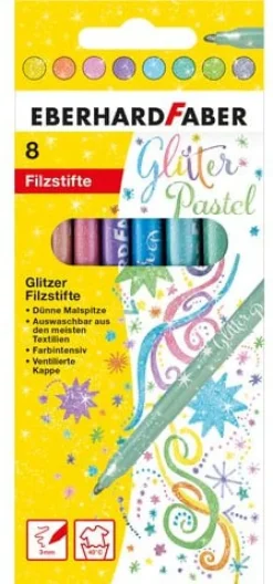 Fiberpenna FABER Glitter pastel 8/fp