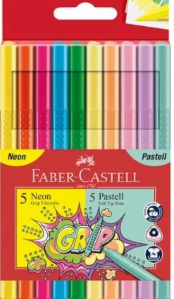 Fiberpenna FABER neon och pastell 10/fp