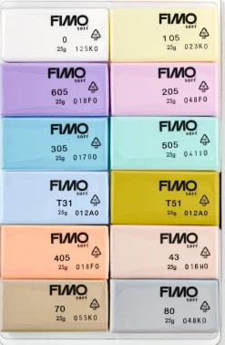 Fimo Soft set. 12 X ½ blok. Pastel