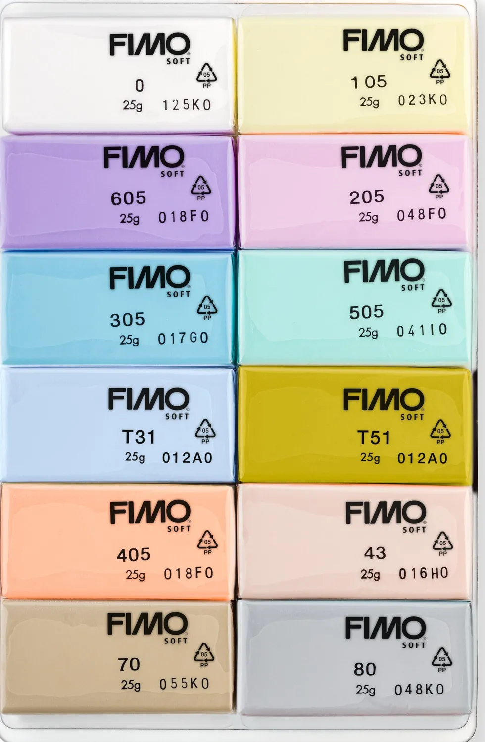 Fimo Soft set. 12 X ½ blok. Pastel