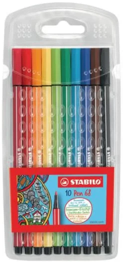 Fineliner STABILO Pen 68, 10 färger