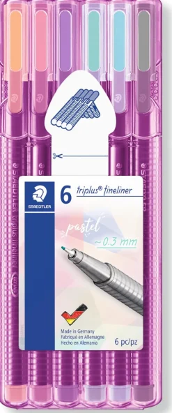 Fineliner Triplus 0,3 mm Pastel line, 6 st. i plastetui (6)
