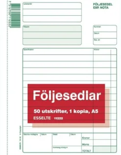 Följesedel A5 med kopia, kr-kolumn, 2x50 blad