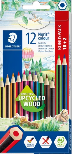 Färgblyertspenna Noris Upcycled Wood ass (10+2)