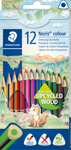 Färgblyertspenna Noris Upcycled Wood trekantig (12)