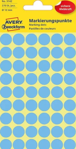 Färgkodningsprick AVERY Ø12mm blå 270/fp