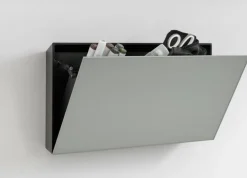Förvaringsbox Lintex Mood, betonggrå glas/svart aluminium