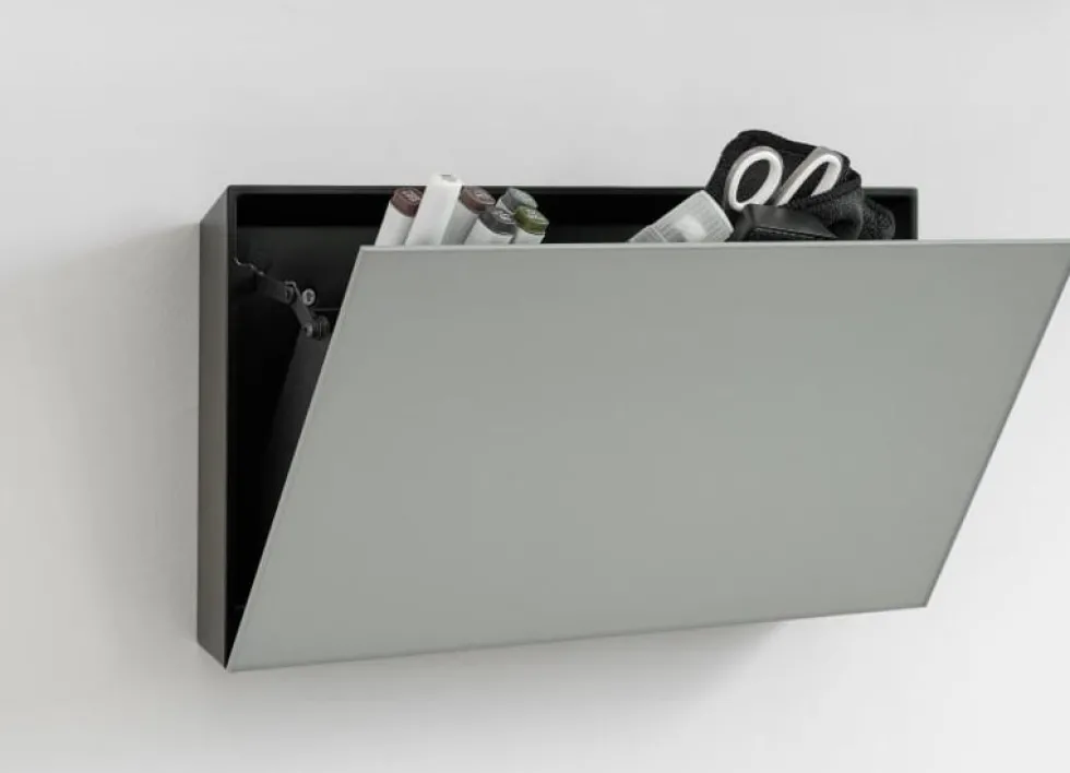 Förvaringsbox Lintex Mood, vit glas/svart aluminium