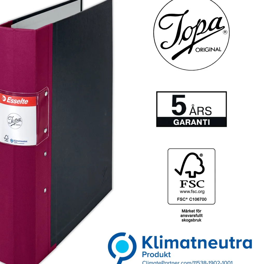 Gaffelpärm JOPA A4 Trärygg Vinröd, 60mm