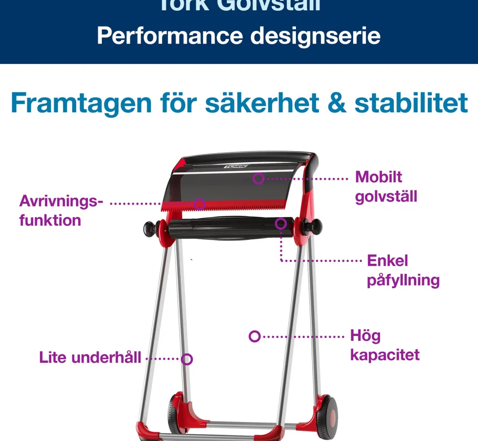 Golvställ Industritork TORK W1, röd/svart