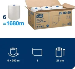 Handtorkrulle TORK Matic Universal H1, extra lång, 21cm, 1-lag, 280m