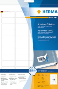 Herma etikett avtagbar 45,7x21,2 (1200)