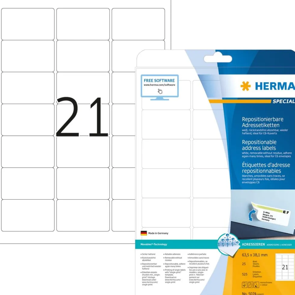 Herma etikett avtagbar 63,5x38,1 (525)