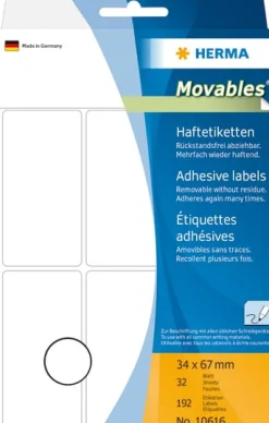 Herma etikett manuelll avtagbar 34x67 vit (144)