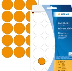 Herma etikett manuelll KP ø32 neon orange (360)