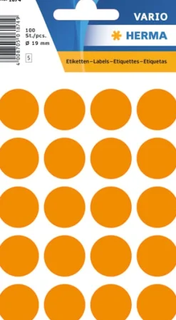 Herma etikett manuelll ø19 neon orange (100)