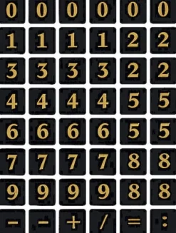 Herma etikett siffror 0-9 13x13 guld/svart